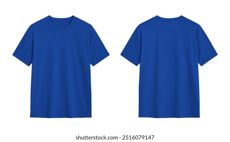 Mockup of a blank blue t shirt with front and back views - Powered by Shutterstock