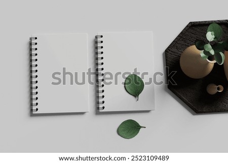 Mockup blank closed notebook elastic band. Template spiral copybook or organizer.
