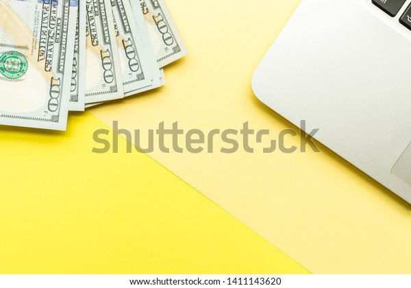 Download Mockup Blank Page Laptop Cash Money Stock Photo Edit Now 1411143620