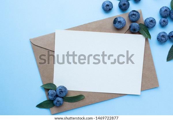 Download Mockup Card Blueberry Mint Invitation Card Stock Photo Edit Now 1469722877