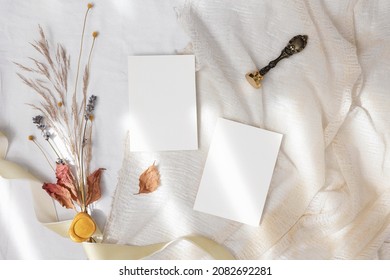 Mockup cards 3,5x5 on beige background  - Shutterstock ID 2082692281
