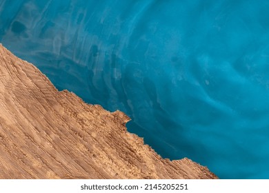 Mockup For A Cosmetic Product, Shot From Above. Empty Wood Table Top