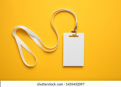 Mockup for an exhibition or conference with an empty card indication Close-up, identity cards on a lanyard. - Shutterstock ID 1435432097