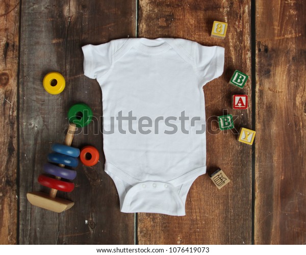 Download Mockup Flat Lay White Baby Bodysuit Stock Photo Edit Now 1076419073