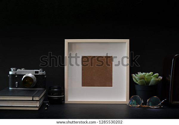 Download Mockup Frame Photo Poster Books Vintage Stock Photo Edit Now 1285530202 PSD Mockup Templates