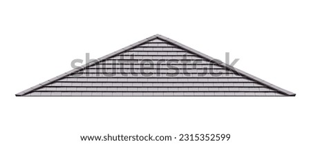 Mockup hip roof gray tile pattern isolated on white background with clipping path