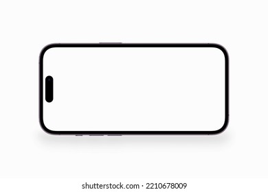 Mockup Horizontal Smartphone IPhone 14 Pro Max With White Screen, Empty Display On White Background. Apple Is A Multinational Technology Company. Batumi, Georgia - October 3, 2022