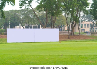 Mockup Image Of Blank Billboard White Screen Posters Billboard For Advertising Sponsor In Golf Course Activity.