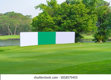 Mockup image of Blank billboard white screen posters billboard for advertising Sponsor in Golf course activity.