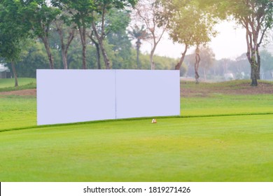 Mockup Image Of Blank Billboard White Screen Posters Billboard For Advertising Sponsor In Golf Course Activity.