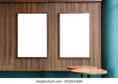 Mockup Image Of Blank Billboard White Screen Posters For Advertising, Blank Photo Frames Display In Coffee Shop For Your Design