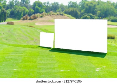 Mockup Image Of Blank Billboard White Screen Posters Billboard For Advertising Sponsor In Golf Course Activity.