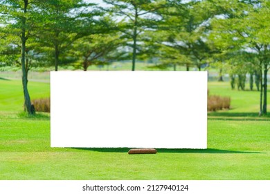 Mockup Image Of Blank Billboard White Screen Posters Billboard For Advertising Sponsor In Golf Course Activity.