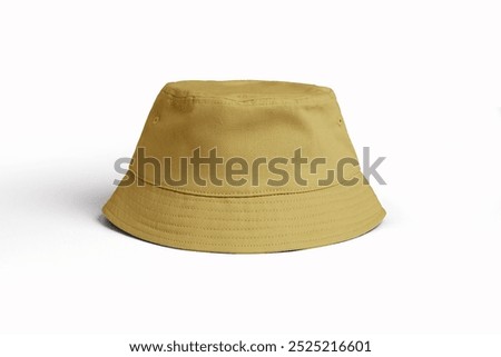 mockup image of a plain cream colored bucket hat on a white background

