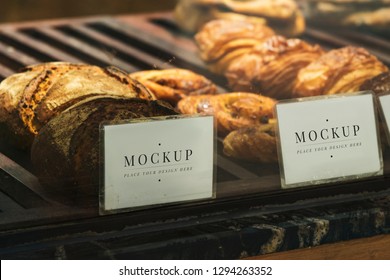 Mockup Of Labels In A Bakery Display