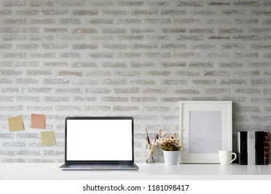 Mockup Laptop Computer Poster Empty Frame Stock Photo 1181098417 ...