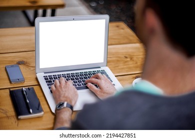 Mockup laptop computer using with a man on office desk.