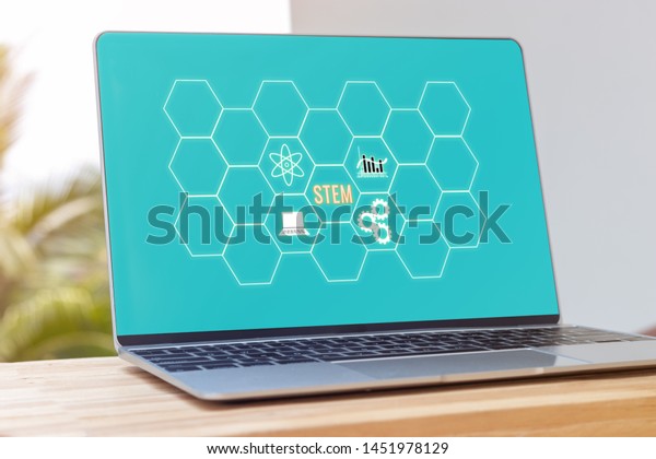 Mockup Laptop Screen Text Stem Graphs Stock Photo Edit Now 1451978129