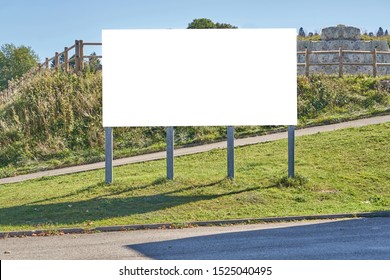 Mockup Of A Large Billboard At A Mountain Resort During A Sunny Autumn Day