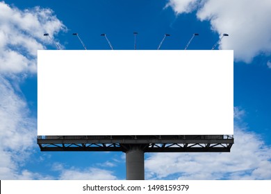 Mockup Large white blank billboard or white promotion poster displayed on the outdoor against the blue sky background. Promotion information for marketing announcements and details - Shutterstock ID 1498159379