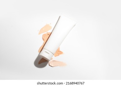 mockup of makeup powder foundation primer cc cushion concealer skin care bottle cosmetic tube of beauty, healthcare branding packaging