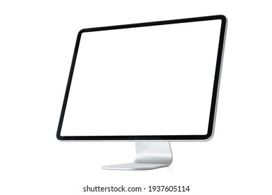 Mockup of modern desktop computer isolated on white background - Shutterstock ID 1937605114