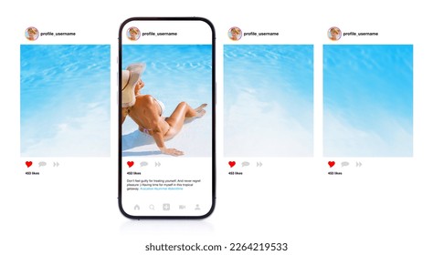 Mockup for multiple photo post on sample social media platform - Shutterstock ID 2264219533