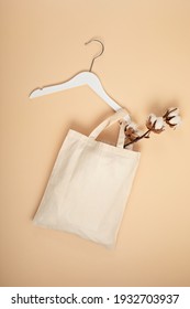 Mockup with organic cotton tote bag. Sustainable ethical consumption, zero waste, circular fashion concept