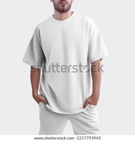 Mockup of an oversized men's t-shirt for design, print, pattern. Men's clothing template, fashion clothes isolated on background.