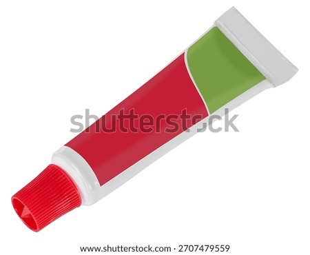 Mockup package red and green toothpaste isolated on white background with clipping path