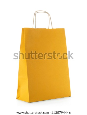 Mockup of paper shopping bag on white background