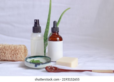 Mockup Photo Showing Beauty And Hygiene Product Using Aloe Vera For A Sustainable Lifestyle 