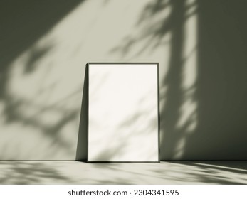 Mockup poster frame close up on pastel floor home interior with shadow