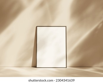 Mockup poster frame close up on pastel floor home interior with shadow - Powered by Shutterstock