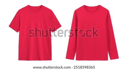 Mockup of Red T shirts with Short and Long Sleeves