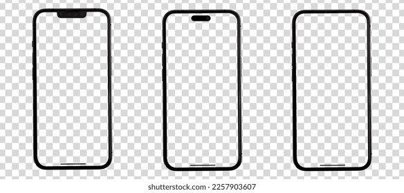 Mockup smart phone 14 generation  screen Transparent and Clipping Path isolated for Infographic Business web site design app but in 2022 - Shutterstock ID 2257903607