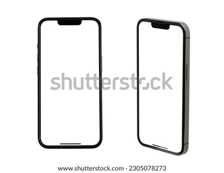 Mockup smart phone new generation and screen Transparent and Clipping Path isolated