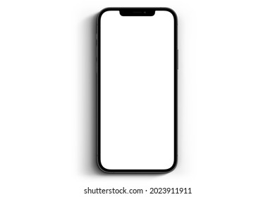 Mockup Smartphone IPhone 12 Pro Max With Blank White Screen Top View On White Background. Apple Is A Multinational Technology Company. Moscow, Russia - June 19, 2021