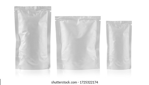 Mockup Stand Up Blank Bag white For Coffee, Candy, Nuts, Spices, Self-Seal Zip Lock Foil Or Paper Food Pouch Snack Sachet Resealable Packaging