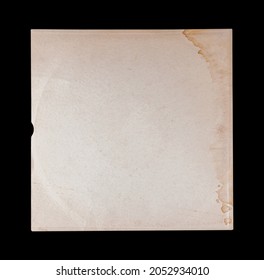 Mockup Of Vinyl Music Disc. Music Lp Retro Vinyl Disc Template. Old Vinyl CD Record Cover Package Envelope. Black Scratched Shabby Paper Cardboard Square Texture. 