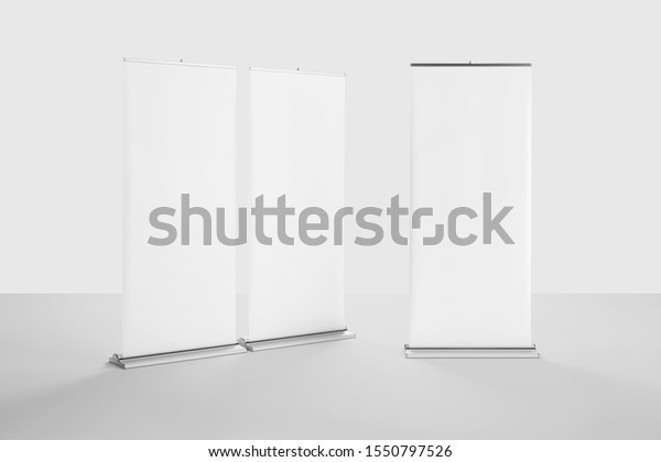 Download Mockup White Blank Roll Banners Template Business Finance Stock Image 1550797526 PSD Mockup Templates