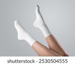 Mockup of white long socks on women