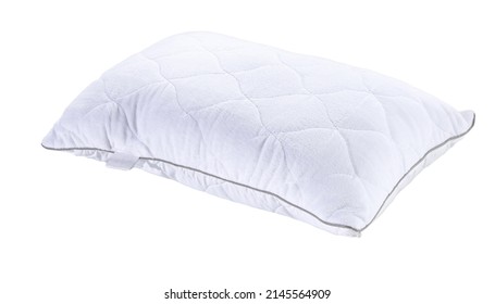 Mockup White Quilted Pillow Isolated On White Background