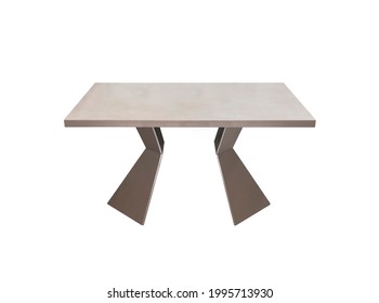 Mod Silver Table With Trapezoidal Legs On A White Background. Interior Element