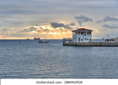 Moda Iskelesi (Moda Pier) at sunset with beautiful clouds, Istanbul, Turkey               - Shutterstock ID 1884963928