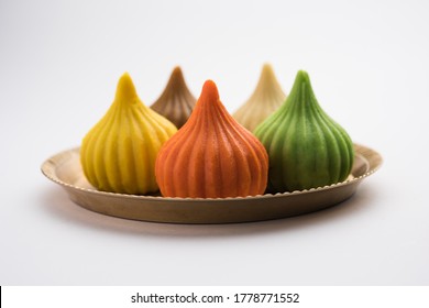 Modak is an Indian sweet dumpling offered to Lord Ganapati on Ganesh Chaturthi Festival. Served in a plate. Selective focus