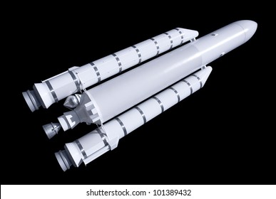 Model Of A Ariane Rocket In Front Of Black Back