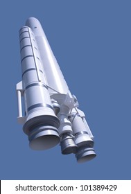 Model Of A Ariane Rocket In Front Of Blue Back