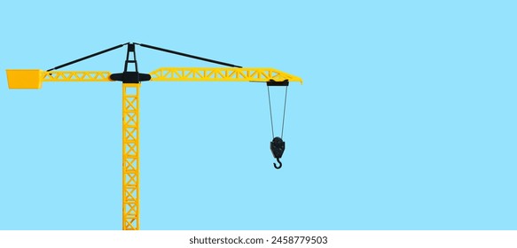 Model of a crane on a blank background. Toy crane on blue isolate background 