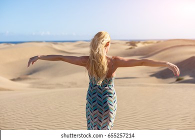 model in desert 